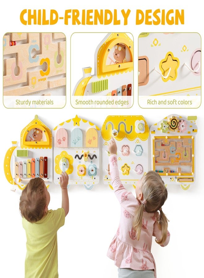 ROBUD Activity Wall Busy Board, Spring Train Montessori Busy Board, 12-in-1 Wooden Sensory Wall Panel, Montessori Sensory Wall Panel for Boys & Girls, Ideal for Toddler Playroom Nursery Classroom - Image 3